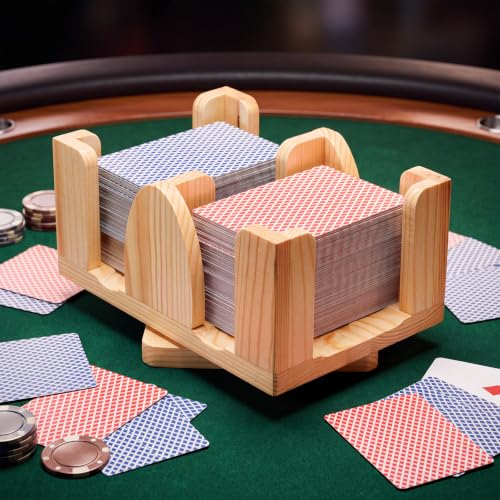 Upgraded 6 Decks Wood Playing Card Holder 360° Rotating