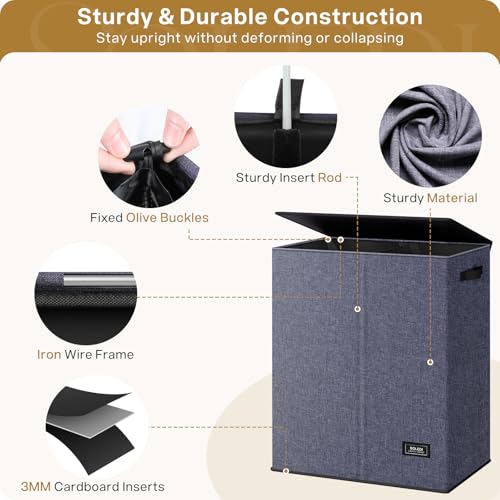 Large Double Laundry Hamper with Lid