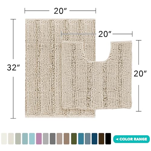 2 Piece Bathroom Rug Set with Toilet Mat (7.22 Sq Ft)