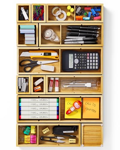 12 Piece Bamboo Drawer Organizer Set (12 Count)