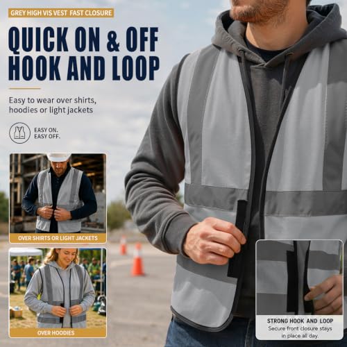 Personalized Construction Vest Gray with Team Text
