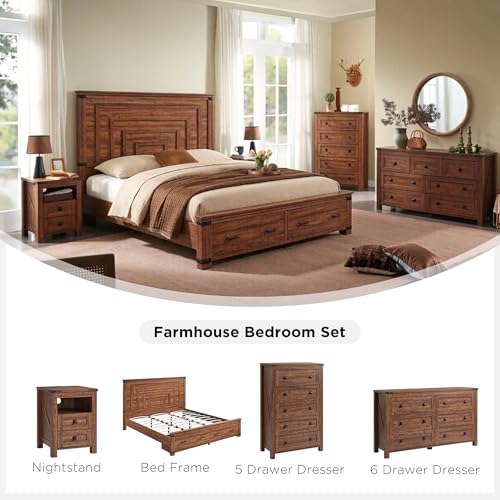 18" Farmhouse Nightstand with Charging Station