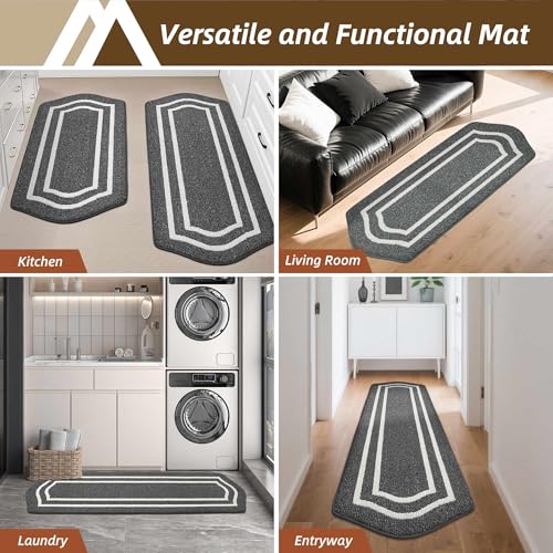 Long Kitchen Floor Mats and Rugs 2PCS Nonslip Washable