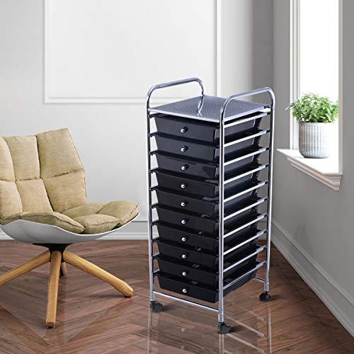 10 Drawer Rolling Storage Cart Scrapbook Paper Office School Organizer