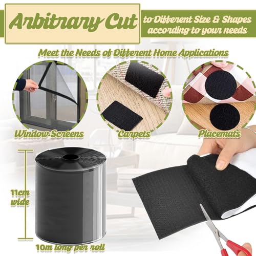 4.3 Inch x 32.8 Feet Heavy Duty Hook and Loop Tape Strips with Adhesive Cushion Grip to Prevent Sliding Keep Couch Cushions Mattress from Sliding (32.8333 Foot)