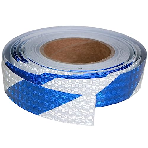 Blue and White Reflective Tape Outdoor Waterproof 1 inch X 66 feet