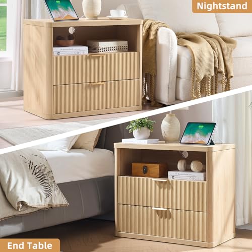 31" Wide Fluted Nightstand Set of 2 with Charging Station (2 Count)