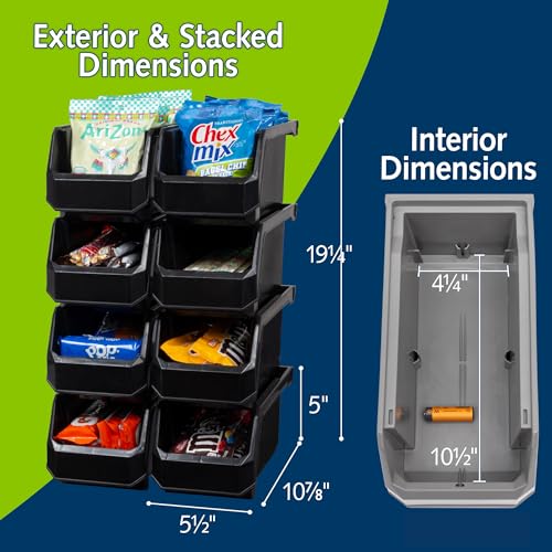 Medium Stackable Plastic Storage Bins (8 Count)