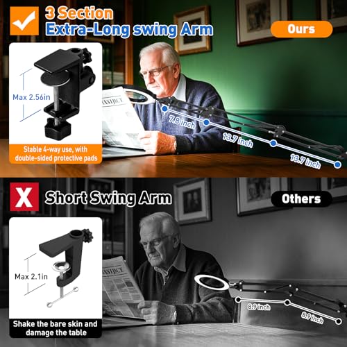 Ultra Long 3 Section Swing Arm 12X Magnifying Glass with Light (57.99 Count)