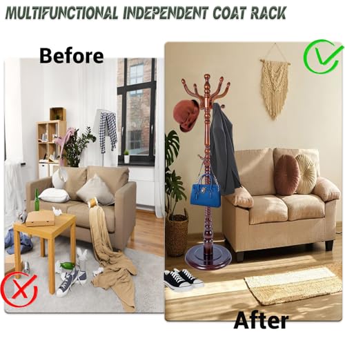73" Wooden Coat Rack Stand