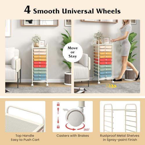 10 Drawer Rolling Storage Cart w