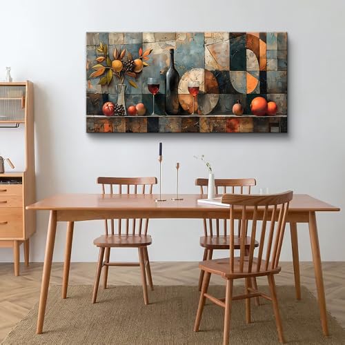 Large Canvas Wall Decor For Kitchen Wall Art For Living Room Dining Room Decorations Wine Glass Painting Still Life Abstract Picture Artwork Pub Wall Mural Posters Home Decor 24"x48"