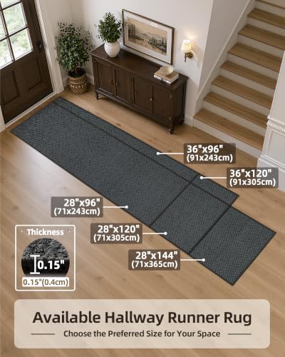 Runner Rug 28"x144" Non Slip Rubber Backing Hallway Rug