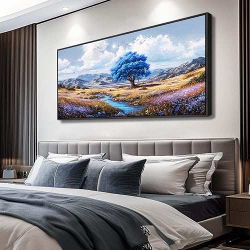Framed Wall Art Rustic Modern Nature Wall Art Canvas Art Wall Decor Spring Scene Wall Art Decor Artwork Mountain Large Wall Art Prints for Room Living Room Bedroom Office Decor 24X48 inch