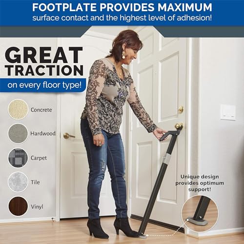 Super Heavy Duty Metal Door Stoppers Bar with 3000+lbs Strength Adjustable Door Security Bar for Home Security Residential