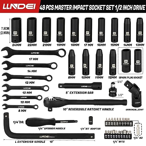 1 2" Impact Socket Wrench Set (49 Count)