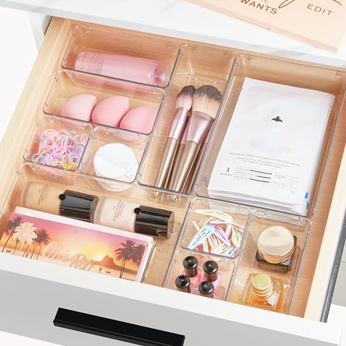 15 PCS Clear Plastic Drawer Organizers Set (15 Count)