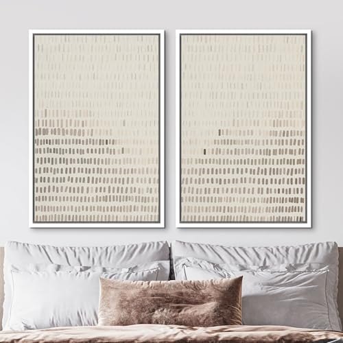 Framed Canvas Print Wall Art Neutral Abstract Dot Illustrations Modern Art Decorative Bohemian Colorful Chic for Living Room