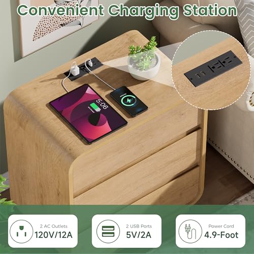 Natural Curved Nightstand Set of 2 (2 Count)