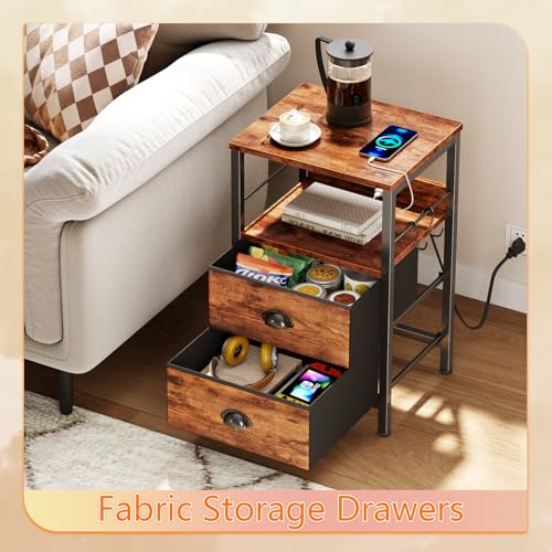 Nightstand with Charging Station for Dorm