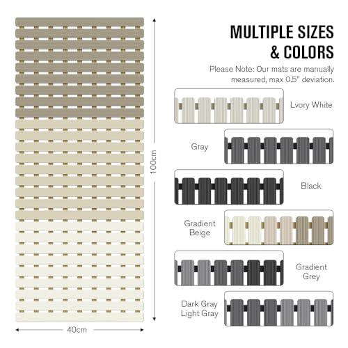 Bath Tub Shower Mat Non Slip Bathtub Mats for Bathroom Shower Floor Mat Bath Mats for Shower Tub Anti Slip Shower Mat with Drain Hole and Large Suction Cups