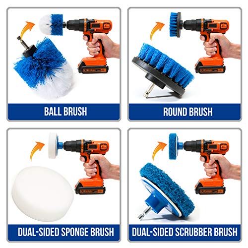 4 Piece Scrub Brush Power Drill Attachments