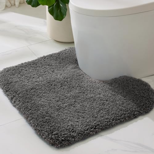 Dark Gray Toilet Rugs U Shaped 22" × 24" Non Slip & Super Absorbent Extra Thick Soft (3.675 Sq Ft)