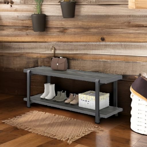 Industrial Entryway Bench with Storage