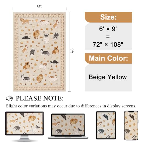 6x9 Washable Dog Area Rug for Living Room Non Slip (54 Sq Ft)