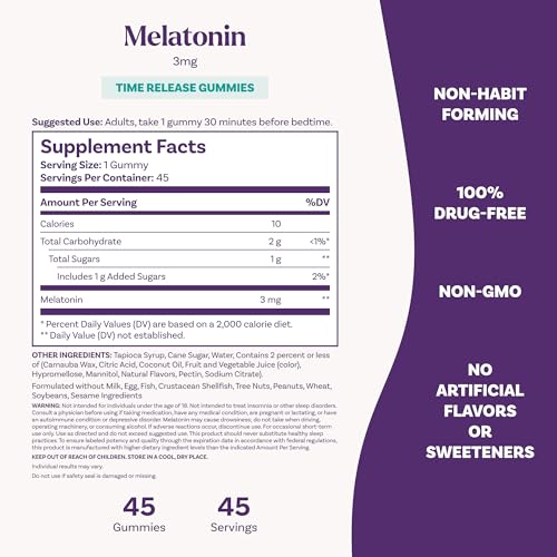Time Release 3 mg Melatonin Gummies (45 Count)