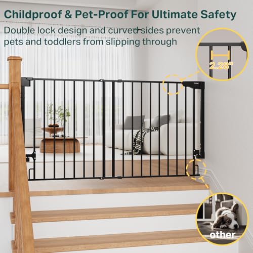35.1 55" No Bottom Bar Baby Gate for Stairs