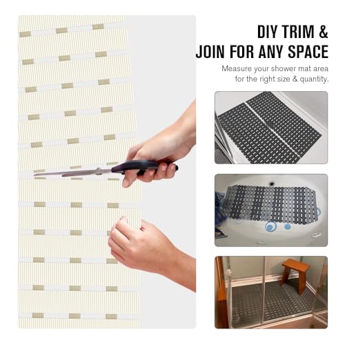 Bath Tub Shower Mat Non Slip Bathtub Mats for Bathroom Shower Floor Mat Bath Mats for Shower Tub Anti Slip Shower Mat with Drain Hole and Large Suction Cups