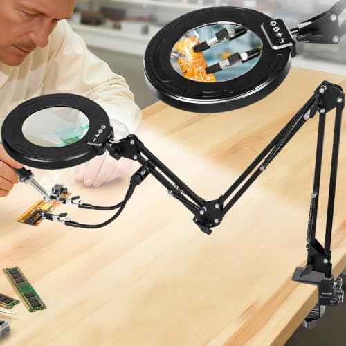 12X Magnifying Glass with Light and Stand