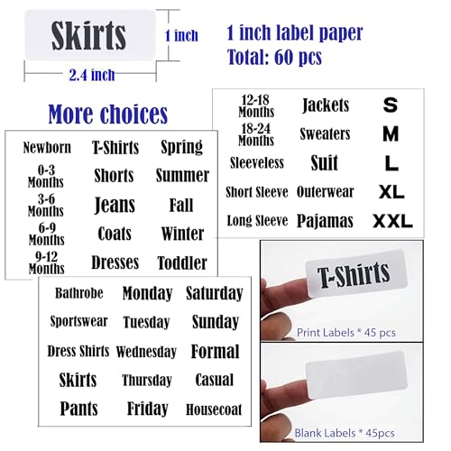 10 Pack White Clothing Rack Size Dividers Plus 45 Labels (10 Count)