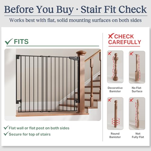 34" Extra Tall No Bottom Bar Baby Gate for Stairs