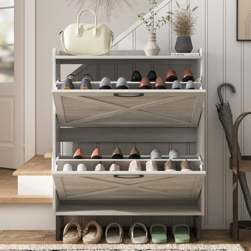 Shoe Storage Cabinet with 2 Flip Drawers