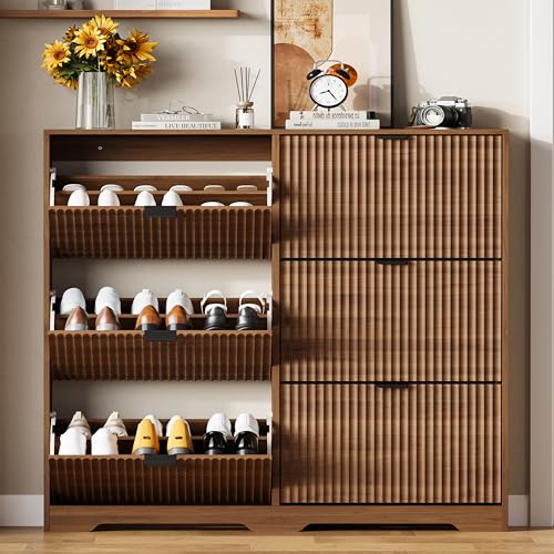 Shoe Cabinet Storage for Entryway with 6 Flip Drawers