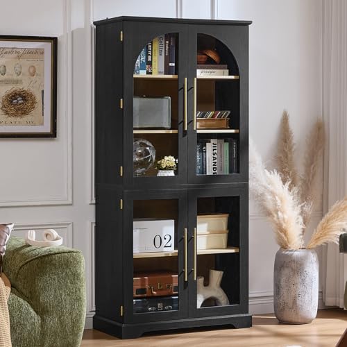 72" Tall Bookshelf with 4 Glass Doors (2 Count)
