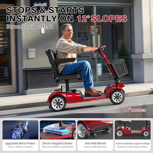 4 Wheel Folding Mobility Scooter 22Mi Range 418LBS Large Size