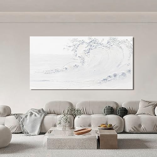 Landscape Coastal Wall Art Decor Large Canvas White Wave Wall Art 29" x 58"