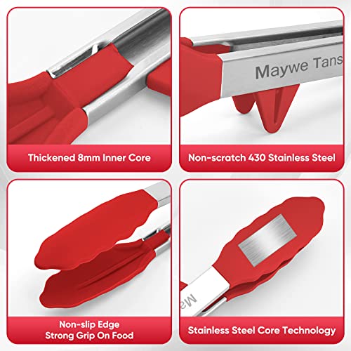 5 Pack Kitchen Tongs for Cooking with Silicone Tip