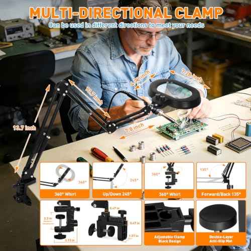 Magnifying Glass with Light and Clamp