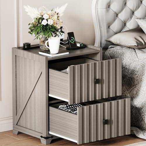 Night Stand with Slidable Charging Station