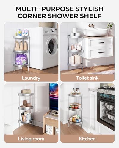 3 Tier Aluminum Corner Shower Caddy Standing Rustproof (3 Count)