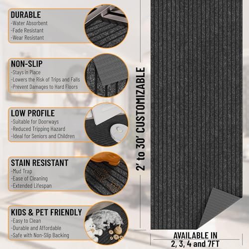 2' x 38' Hallway Runner with Scraper Pile Extra Durable Non