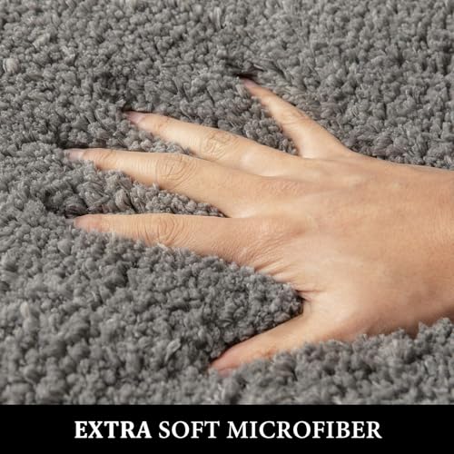 Grey Large Bathroom Rugs Soft Microfiber Bath Mat 24x36 Inch - Bel Marant