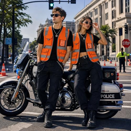 8 Pockets High Visibility Class 2 Reflective Safety Vest for Men & Women Meets ANSI Standards