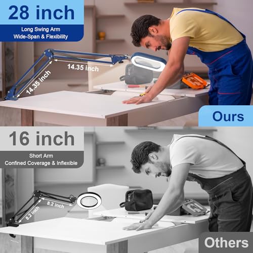 14.35" Large Magnifying Glass with Light and Clamp