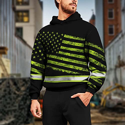 American US Flag High Visibility Hoody Reflective Pullover Hoodie Workwear Hoodie Hi