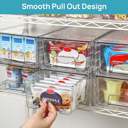 4 Pack Stackable Clear Drawer with Dividers (4 Count)